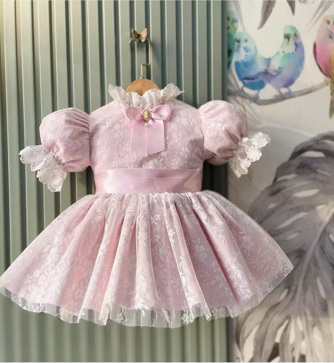 Baby Clothing Dresser - 0-12Y 아기 소녀 여름 핑크 메쉬