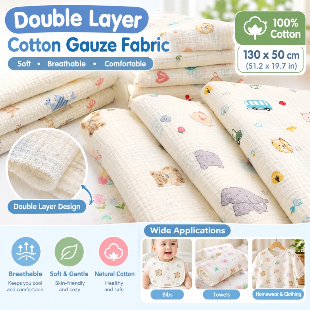 130x50cm 크기의 면 소재 이중 거즈 원단으로,  - Baby Clothing Usa 리뷰 및 가격